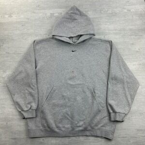 Vintage 90s Nike Center Swoosh Sweatshirt Size Large Gray Hoodie